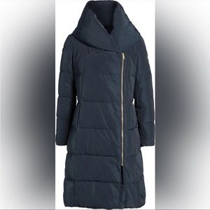 Cole Haan Navy Blue Gold Zipper Warm Down Coat
